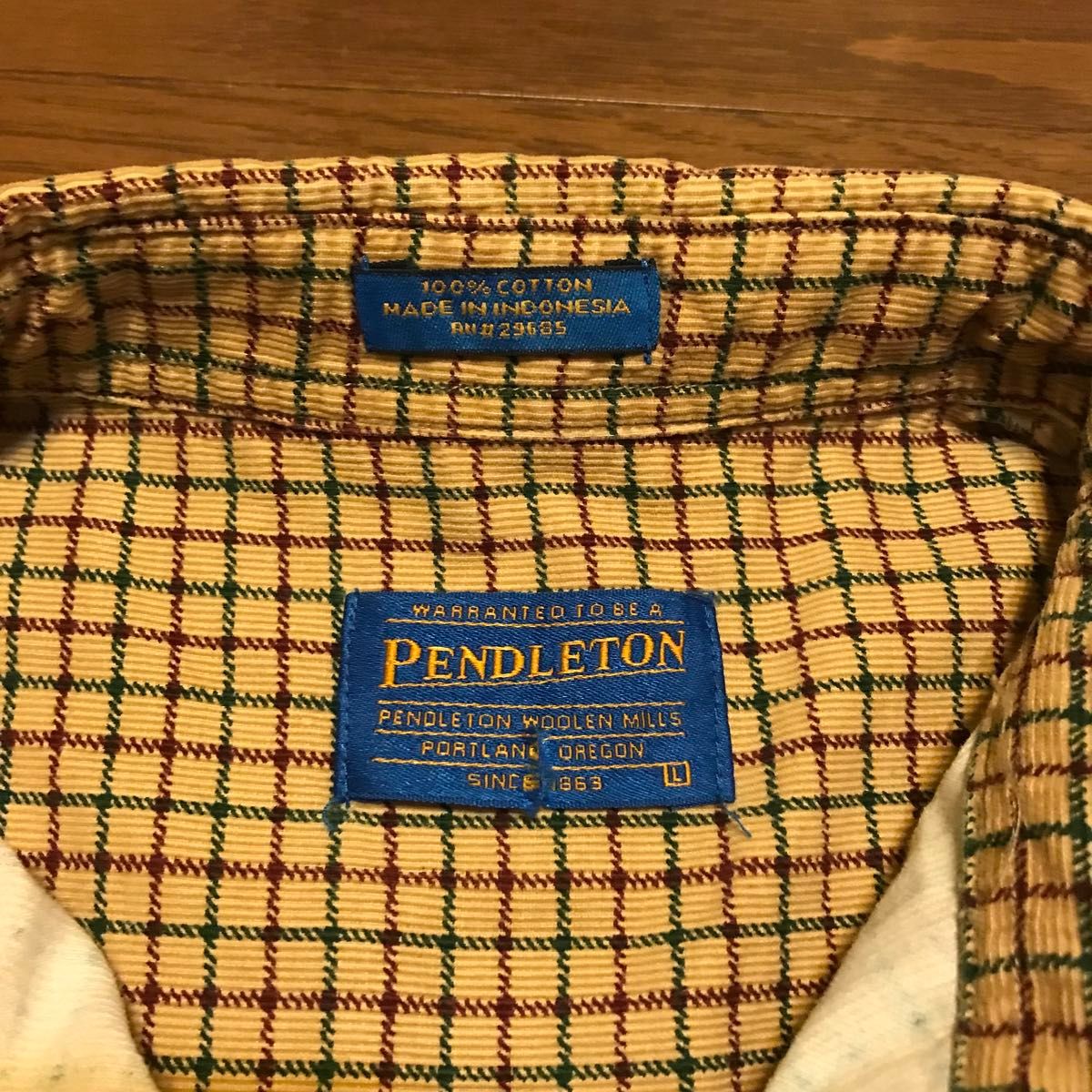 PENDLETON プリントコーデュロイシャツ  Lサイズ 長袖シャツ ギンガムチェック レア
