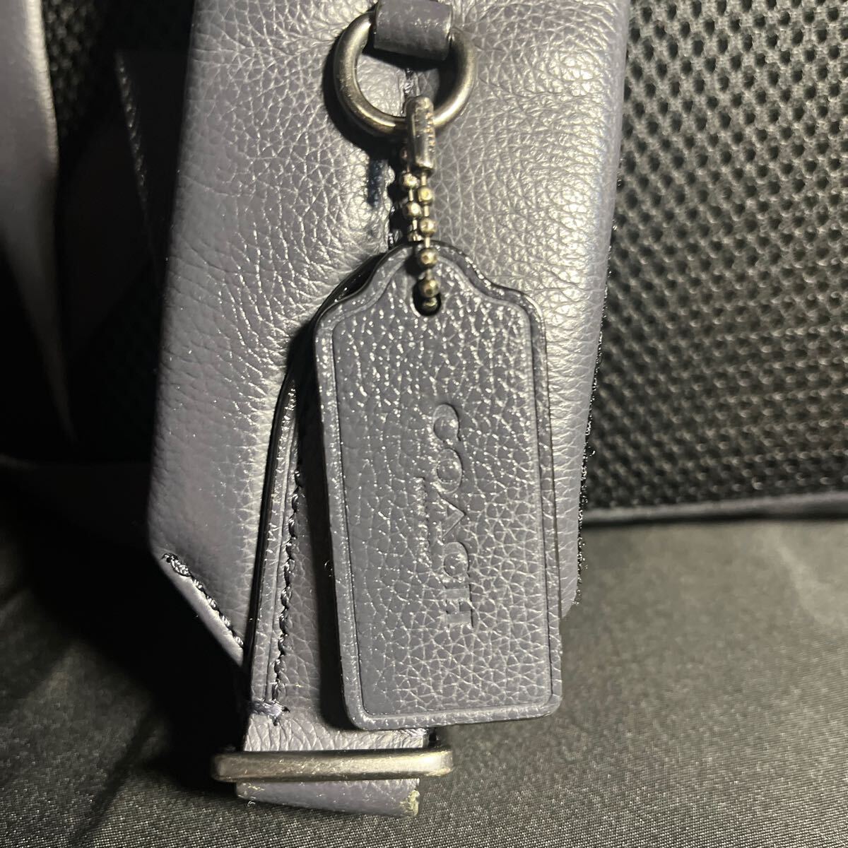 希少COACH デニムリュック バックパック 本革 レザー A4収納A3収納大容量リュックファスナー3ポケット5 チャーム付き通勤通学旅行ゴルフの画像10