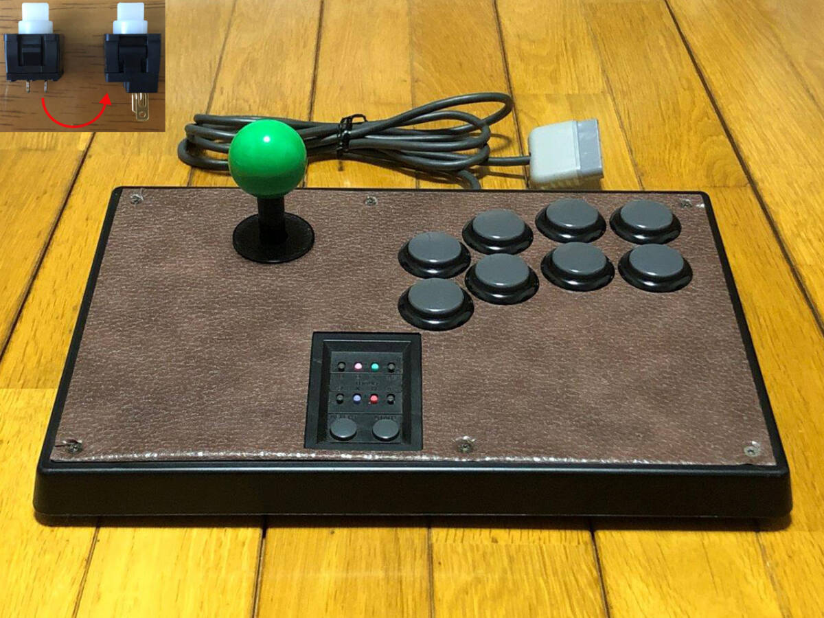 動作確認済み！ HORI PS1,PS2用 コントローラー FIGHTING STICK PS / ファイティングスティックPS HPS-07 (レバー&キースイッチ 交換済み)_画像2