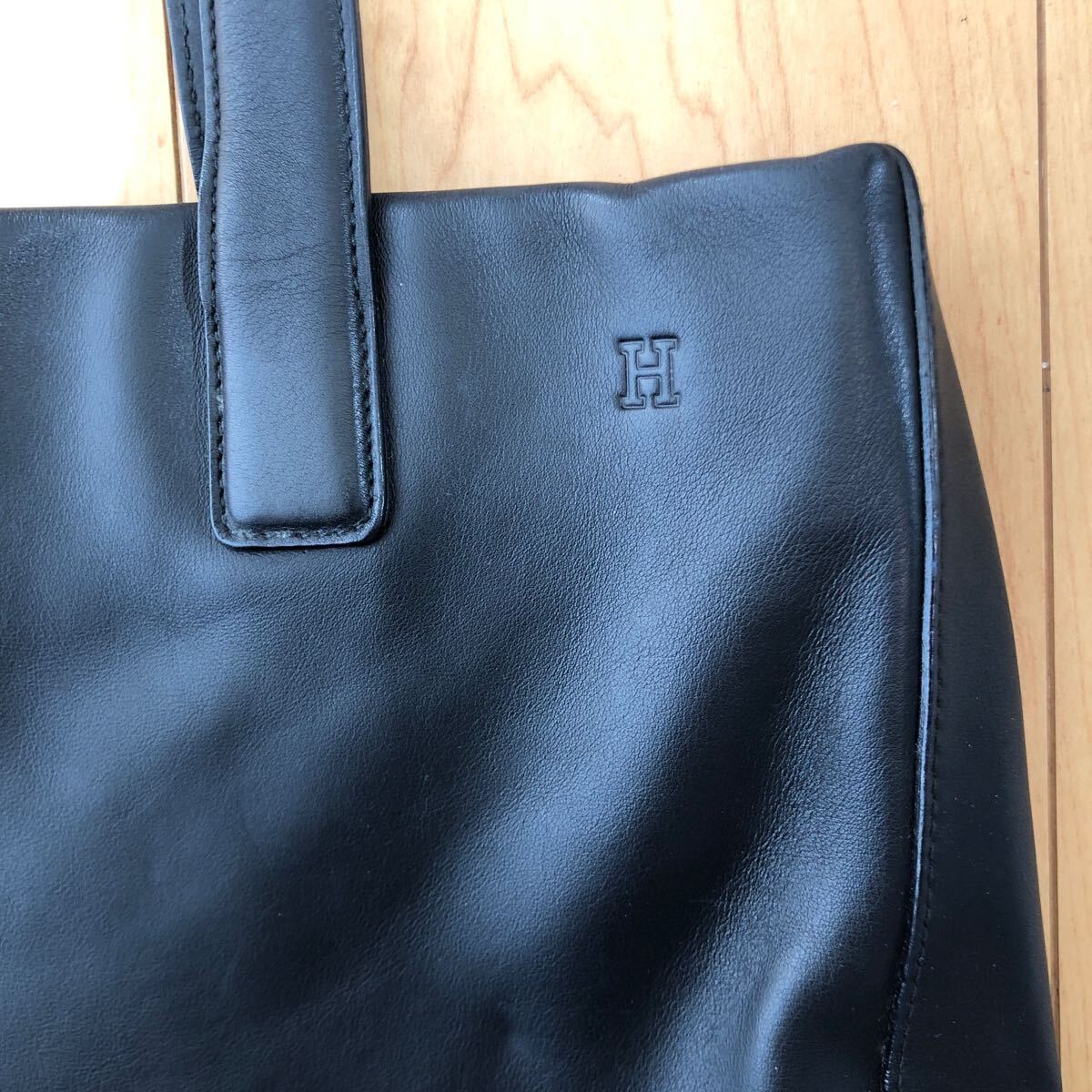 ¥1~ Hirofu прекрасный товар мужской кожа чёрный черный большая сумка HIROFU