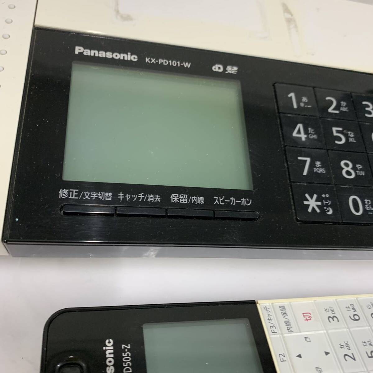 動作OK Panasonic パナソニック 電話 ファックス FAX 親機 KX-PD101-W 子機 KX-FKD505-Z ホワイトカラー系 現状品 カgの画像4