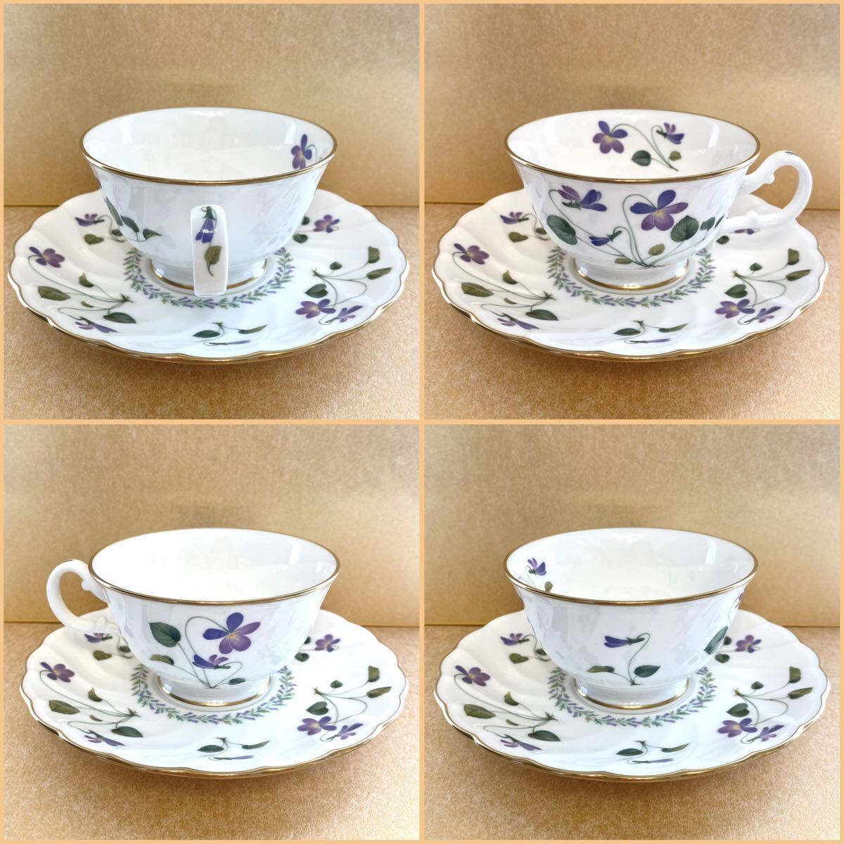 Noritake ティータイムセット バイオレットドリーム ティーポット シュガーポット カップ&ソーサー4セット 花柄 VIOLET DREAM ノリタケ _画像8