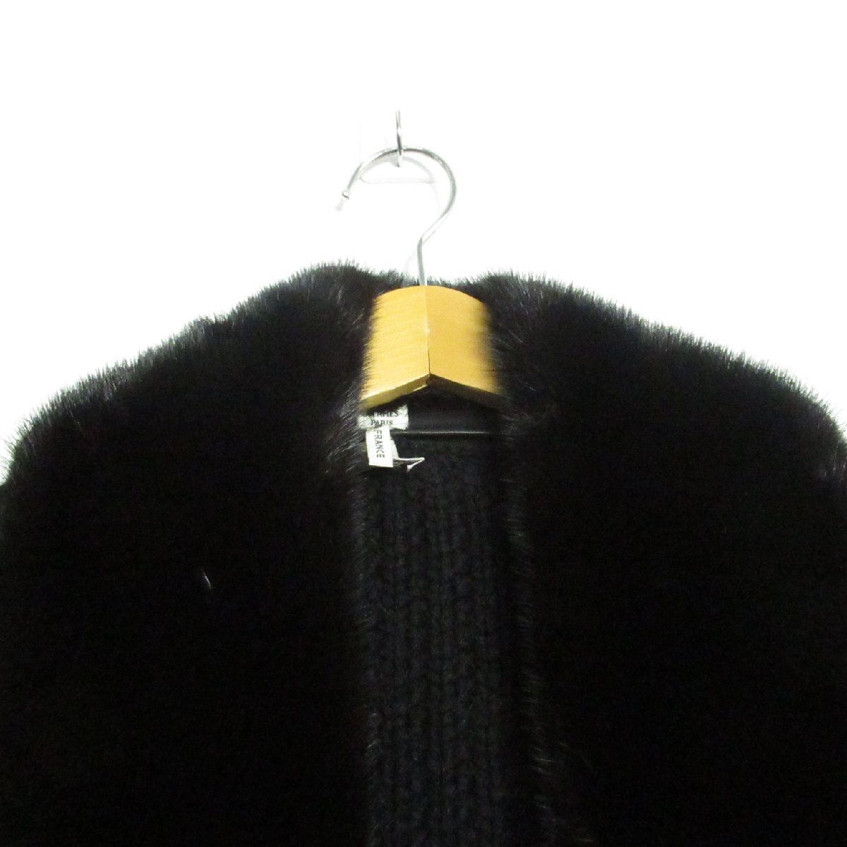  Hermes mink attaching cardigan ( belt attaching ) brand off HERMES cashmere cardigan cashmere used lady's 