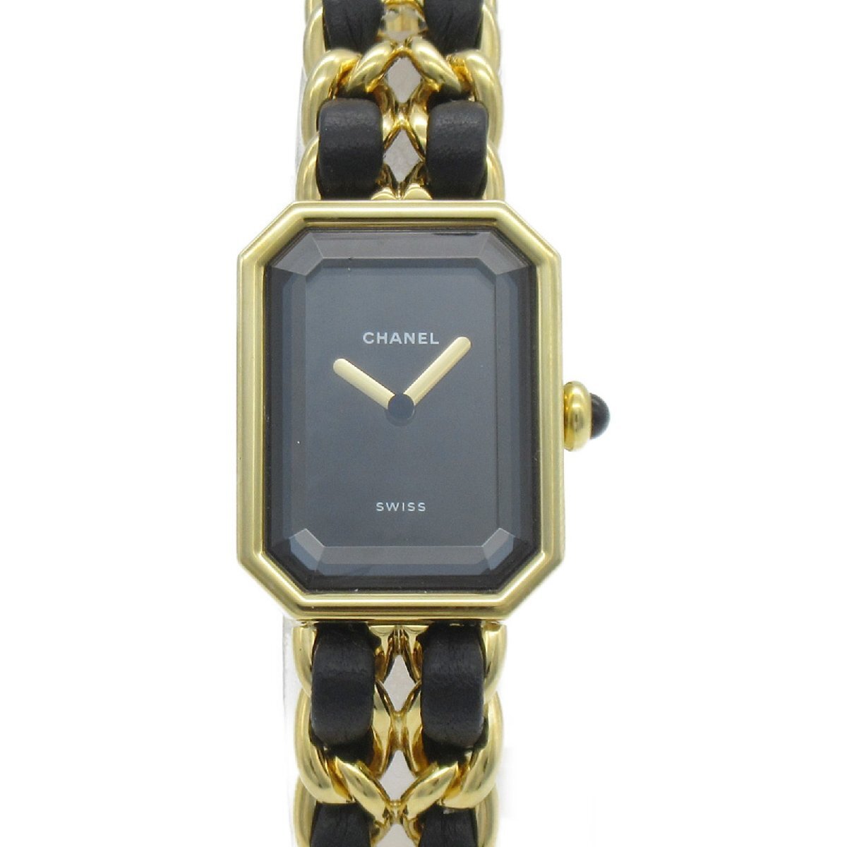 CHANEL シャネル 腕時計 プルミエールL 腕時計 ウォッチ ブラック系 GP（ゴールドメッキ） レザー 中古 レディース_画像1