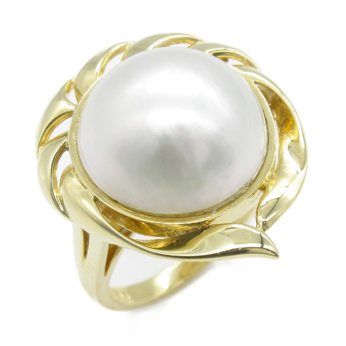  Mikimoto mabe жемчуг кольцо бренд off MIKIMOTO K18( желтое золото ) кольцо * кольцо K18YG б/у женский 