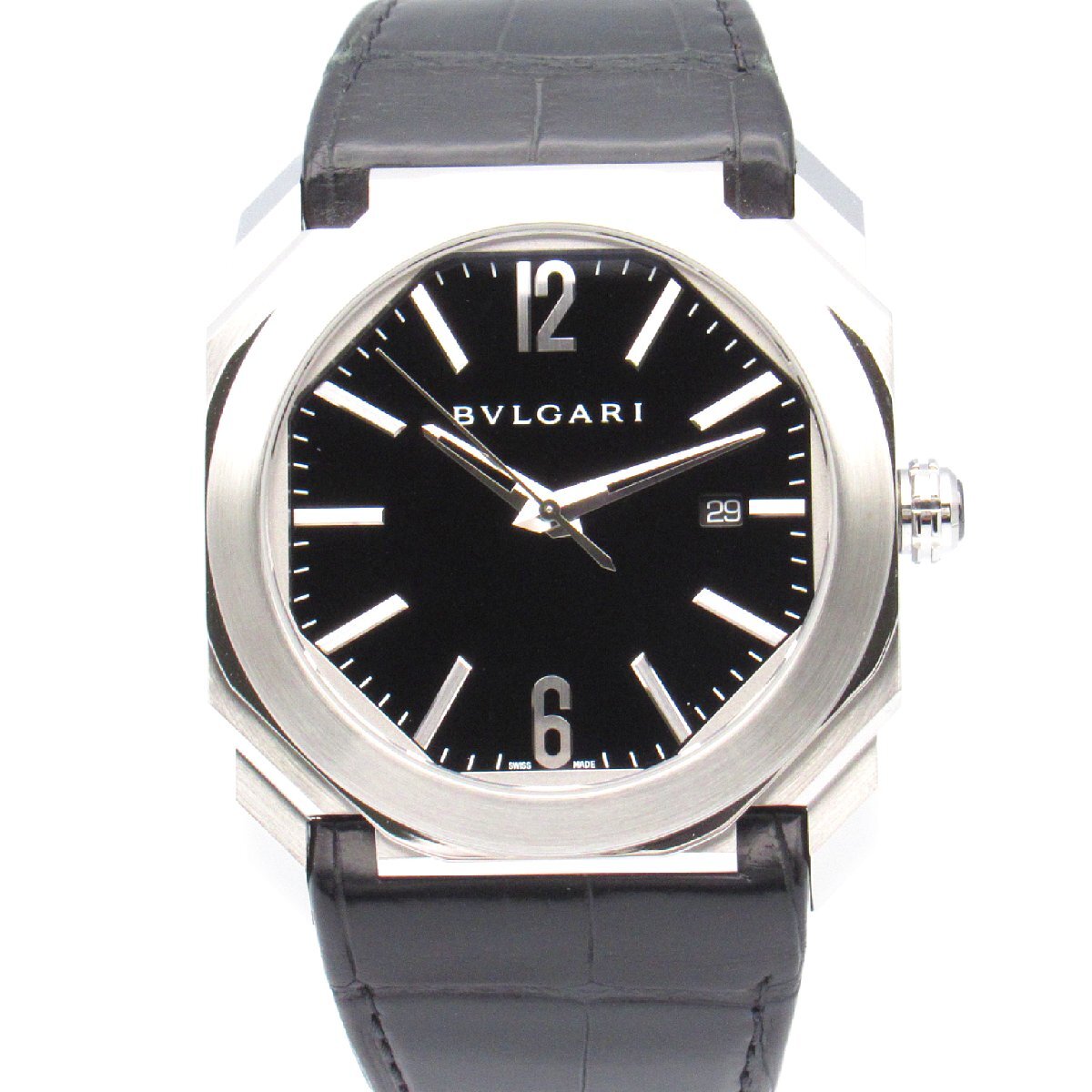 ブルガリ オクト ブランドオフ BVLGARI ステンレススチール 腕時計 SS/クロコ革 中古 メンズ_画像1