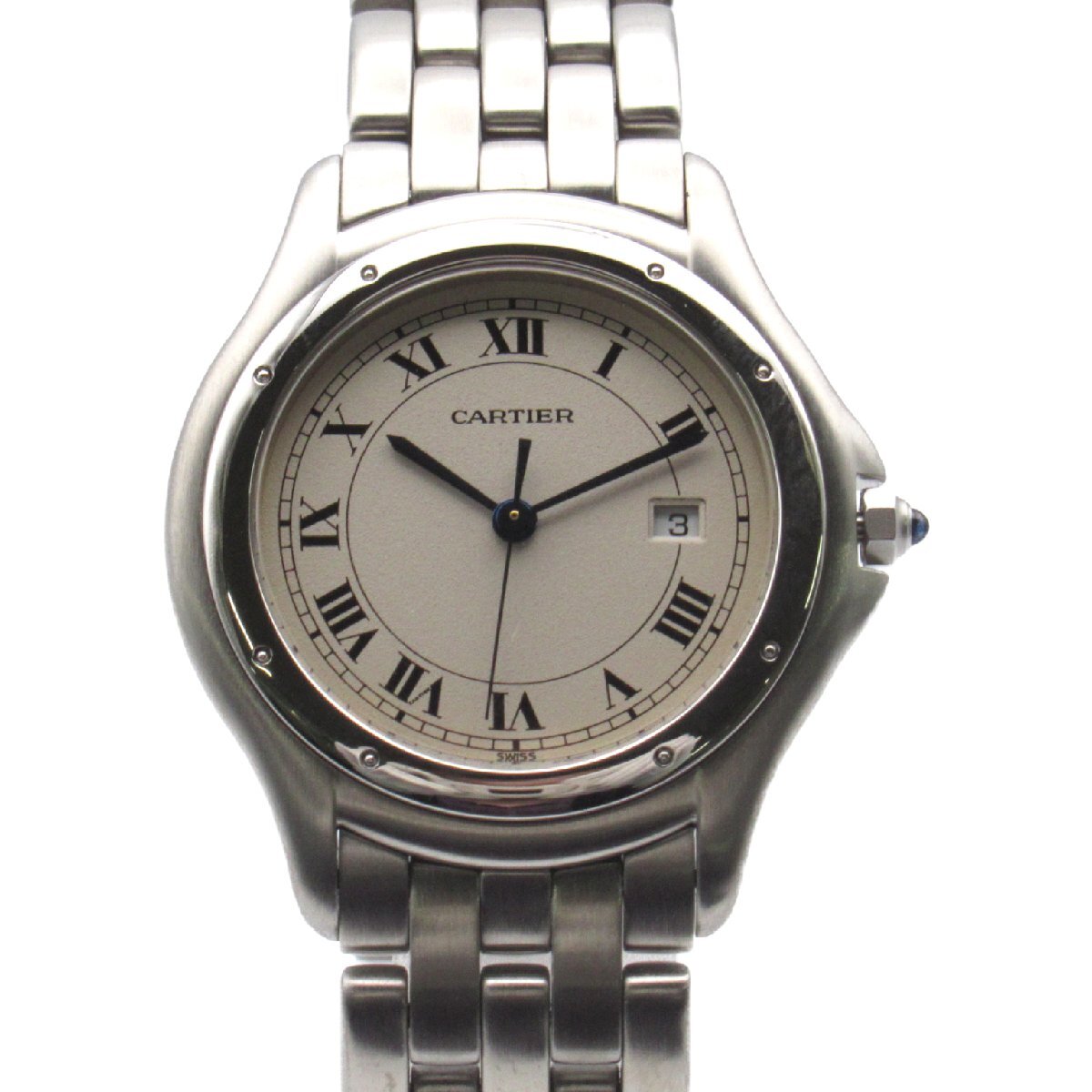  Cartier bread tail cougar brand off CARTIER stainless steel wristwatch SS used lady's 