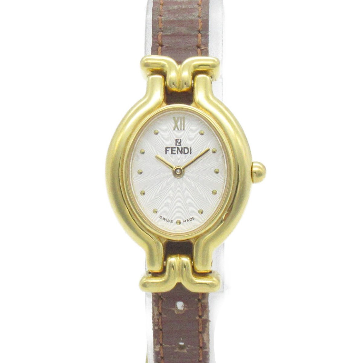  Fendi перемена ремень наручные часы часы бренд off FENDI GP( Gold металлизированный ) наручные часы GP/ кожа б/у женский 