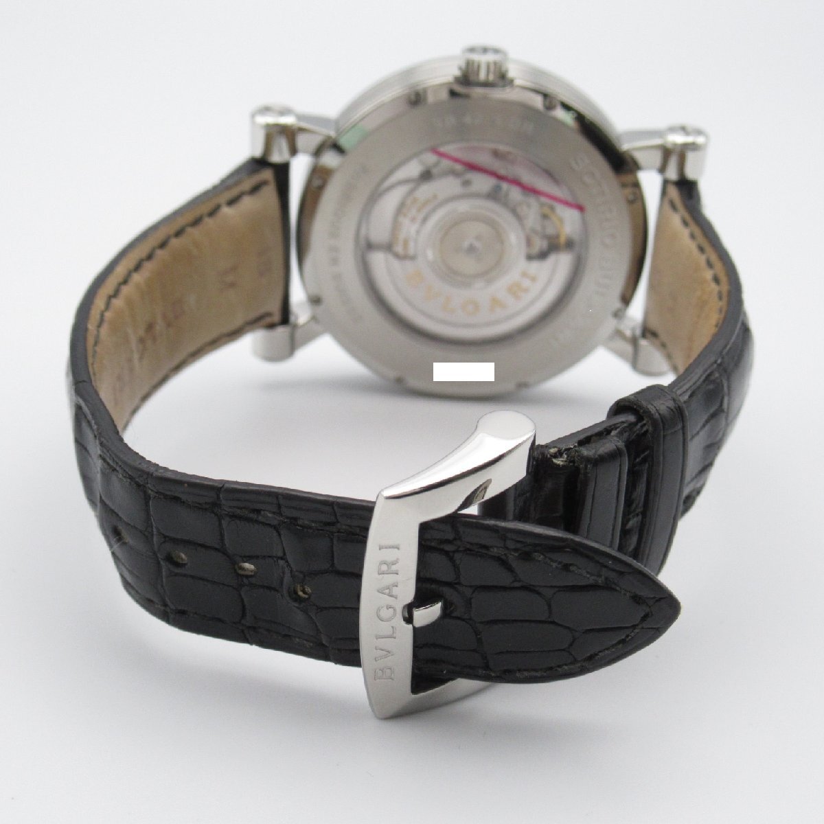  BVLGARY soti rio BVLGARY Retrograde бренд off BVLGARI нержавеющая сталь наручные часы SS/ черный ko кожа б/у мужской 