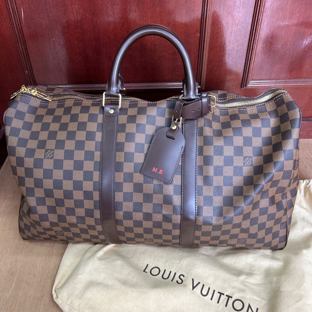 ルイヴィトン ボストンバッグ ダミエ キーポル50 N41427 エベヌ メンズ レディース ユニセックス ダミエ LOUIS VUITTON　■_画像1