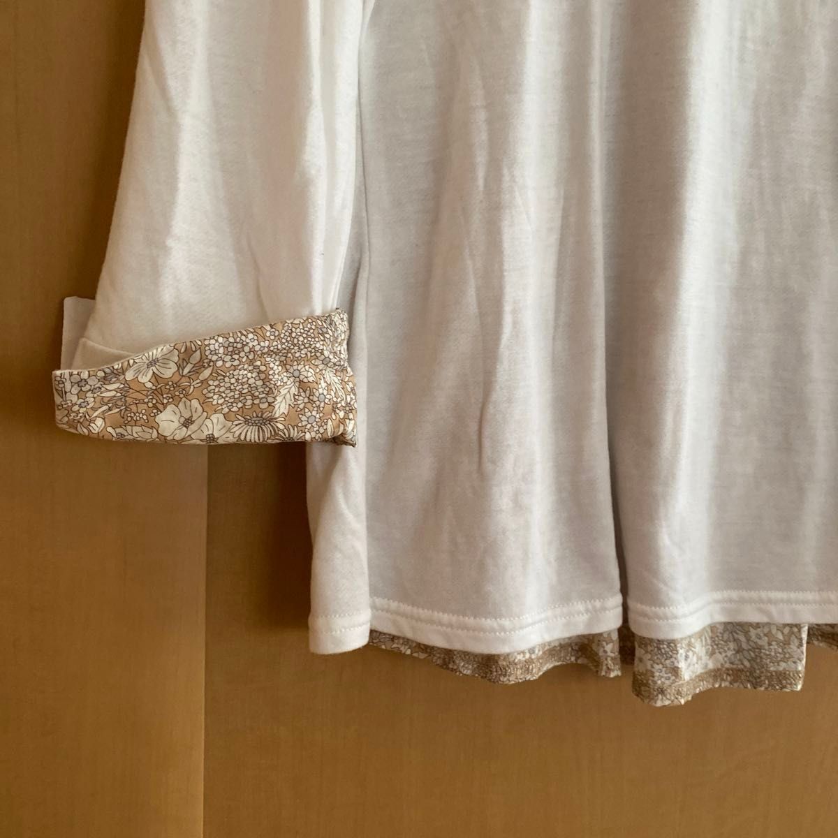 カットソー Tシャツ 白 ロンT ホワイト 無地　Lui C hantant  ルイシャンタン 日本製　花柄　美品　Lサイズ　