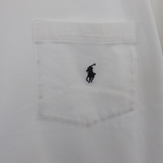 a171 90sビンテージ RalphLauren ラルフローレン 半袖Tシャツ■1990年代製 表記Lサイズ 白 ホワイト ポケット アメカジ ストリート 古着卸の画像5