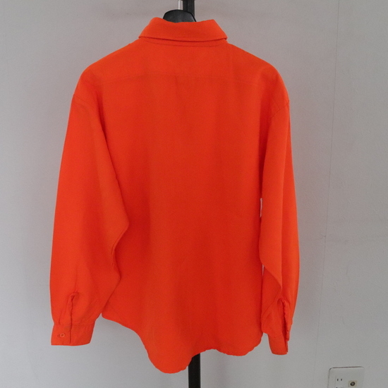 P334 70sビンテージ FIVEBROTHER ワークシャツ USA製■1970年代製 表記XLサイズ オレンジ ポリエステル アメカジ ストリート 古着 古着卸の画像2