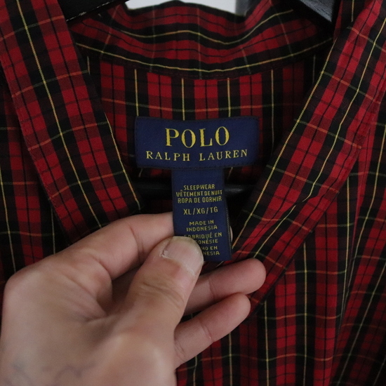 P337 2000年代製 RalphLauren ラルフローレン 長袖パジャマシャツ■00s 表記XLサイズ 赤 レッド チェック アメカジ ストリート 古着 古着卸の画像3