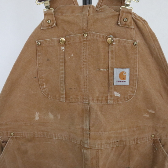 V430 2005年製 USA製 Carhartt カーハート オーバーオール■00s 表記48サイズ ブラウン ダック ダブルニー BRN アメカジ ストリート 激安_画像2