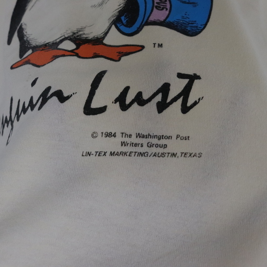 X321 80sビンテージ NATIONAL 半袖プリントTシャツ USA製■1980年代製 表記XLサイズ アイボリー アニマル ペンギン アメカジ 古着卸 古着_画像7