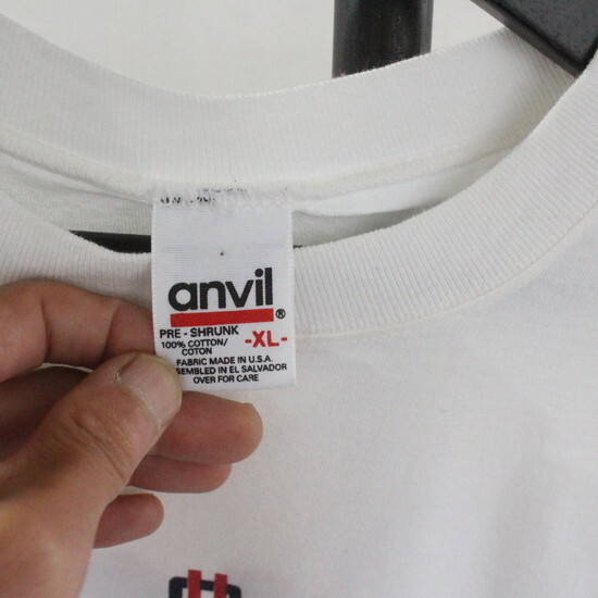 K405 2000 period made ANVIL Anne Bill UCONN number ring no sleeve T-shirt #00s inscription XL size white white American Casual Street old clothes .90s