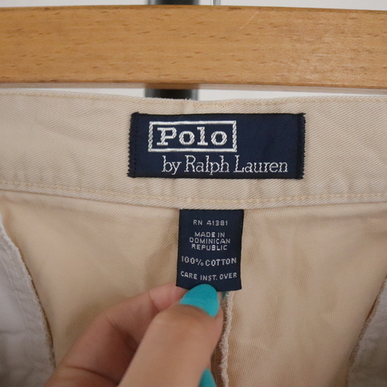 K416 90sビンテージ RalphLauren ラルフローレン コットンハーフパンツ■1990年代製 表記36インチ アイボリー 2タック アメカジ 古着卸 80s_画像4