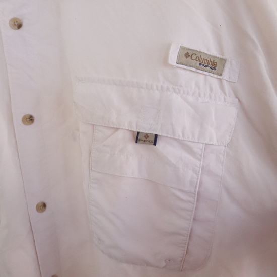 a233 2000年代製 Columbia コロンビア 半袖フィッシングシャツ■00s 表記3XLサイズ 白 ホワイト PFG アメカジ ストリート 古着 古着卸 90sの画像7
