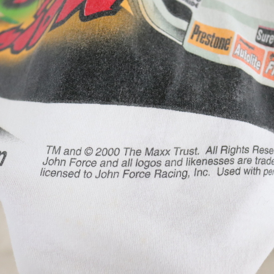 K390 2000年製ビンテージ CHASE レーシングTシャツ■00s 表記Lサイズ 白 ホワイト ジョンフォース NHRA アメカジ ストリート 古着 古着卸の画像6