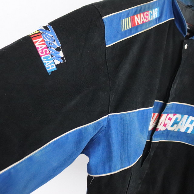 d58 90sビンテージ レーシングジャケット NASCAR■1990年代製 表記XLサイズ 古着 アメカジ ストリート ブラック ジェフファミルトン 80sの画像8