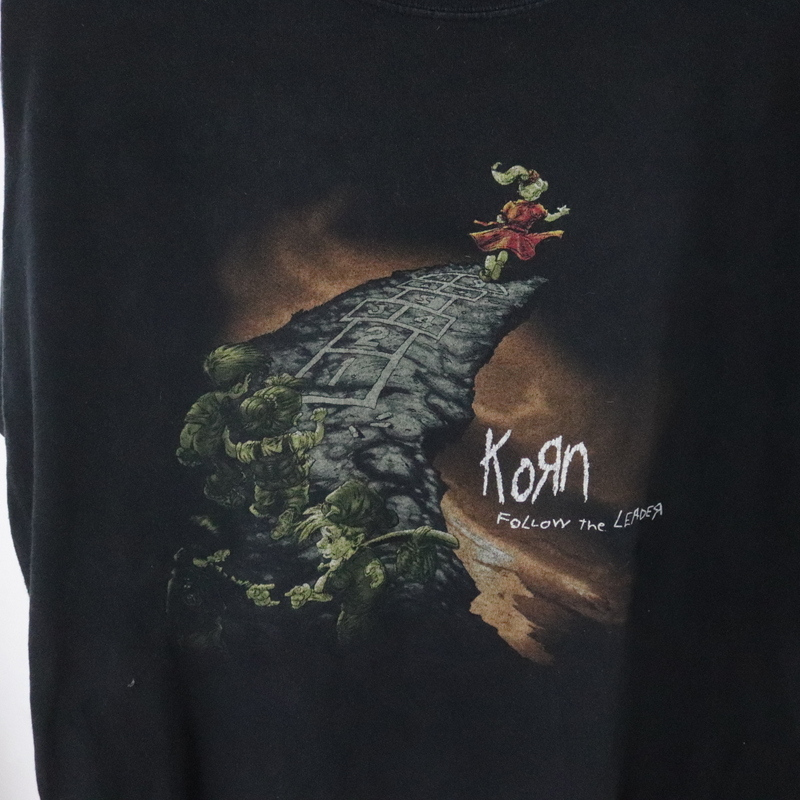 G324 2000年代製 半袖プリントTシャツ■00s 約XLサイズ ブラック 黒 KORN ロックT バンドT パンク アメカジ ストリート 古着 古着卸 希少 の画像4