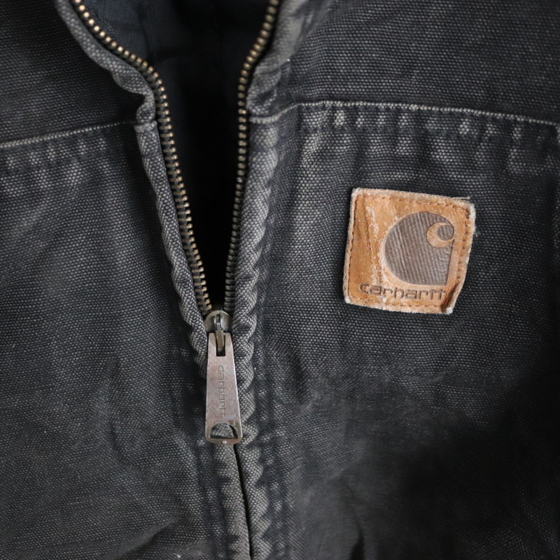 L220 90sビンテージ アクティブパーカー Carhartt カーハート■1990年代製 約XLサイズ 黒 ブラック ダック フーディー ワーク 中綿 古着卸_画像4