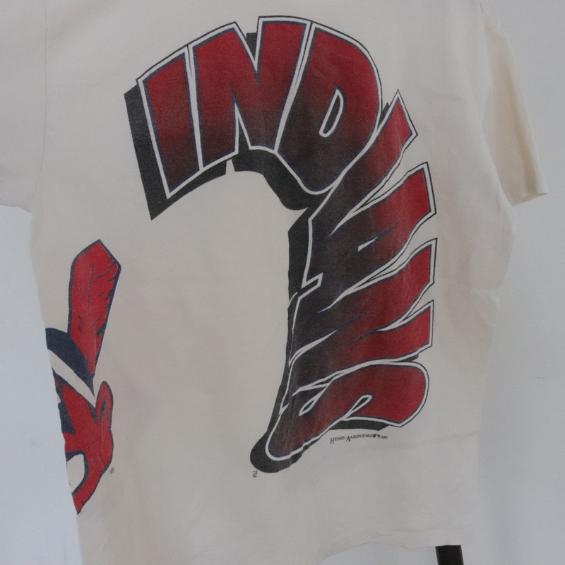 V444 90sビンテージ MLB インディアンス 半袖プリントTシャツ■1990年代製 約Mサイズ ホワイト 白 アメカジ ストリート ゲーム 古着卸 古着の画像5