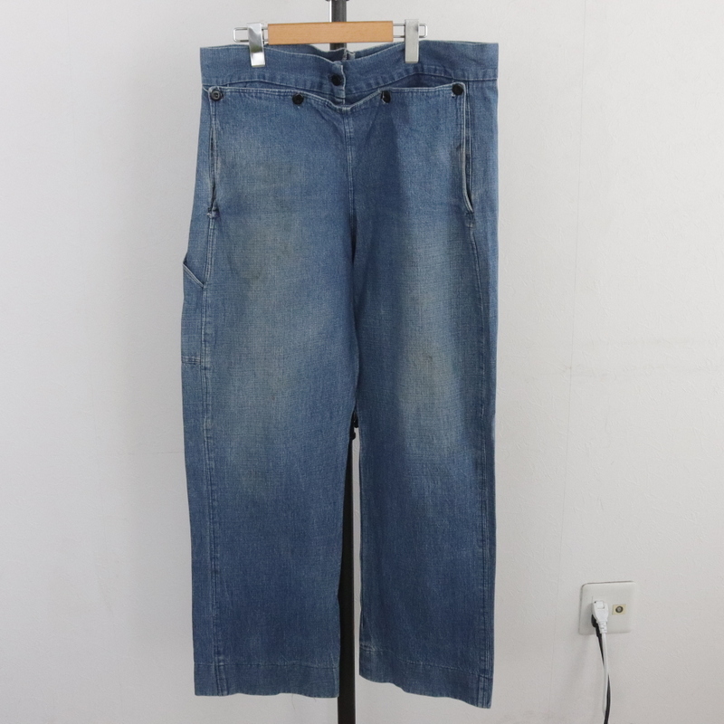 i97 80s Vintage work pants #1980 period made 37 -inch about blue American Casual Street Denim ji- bread old clothes old clothes . Old super-discount 90s