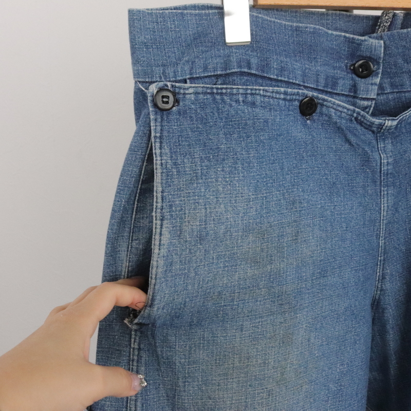 i97 80s Vintage work pants #1980 period made 37 -inch about blue American Casual Street Denim ji- bread old clothes old clothes . Old super-discount 90s