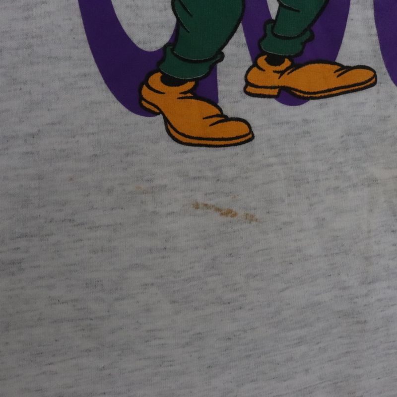 i121 90sビンテージ CAROLINACONNECTION グーフィー 半袖プリントTシャツ USA製■1990年代製 表記Lサイズ グレー ディズニー 古着卸 古着の画像10