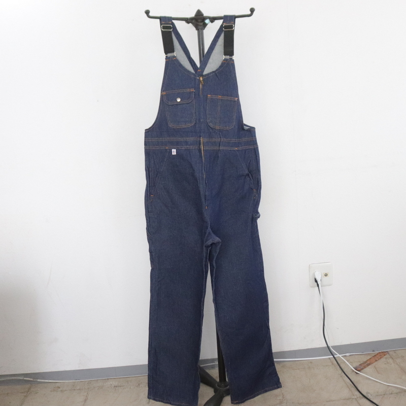 i139 90s Vintage BIGBILL Denim overall dead stock #1990 period made inscription 36 -inch navy navy blue American Casual overall old clothes .