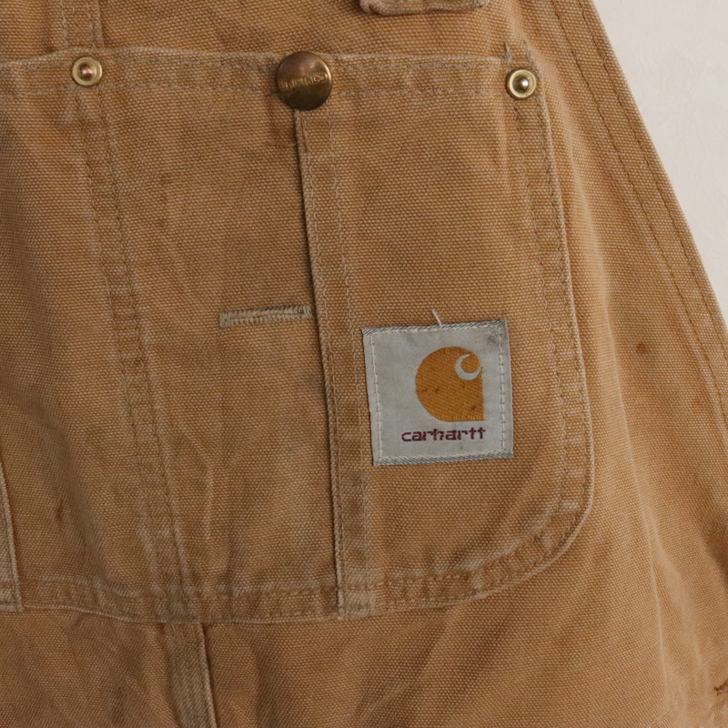 R283 80sビンテージ Carhartt カーハート オーバーオール USA製■1980年代製 表記40インチ ブラウン ダック ダブルニー ワーク 古着 古着卸の画像5