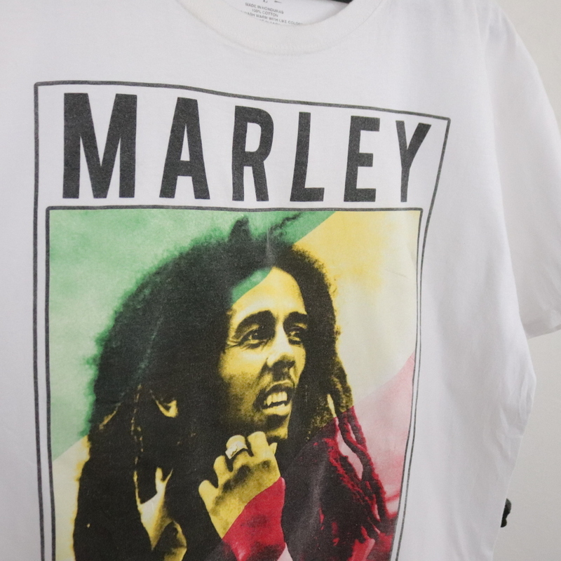 f303 2000年代製 ZION ボブマーリー BOBMARLEY プリントTシャツ■00s 表記Lサイズ 白 ホワイト アメカジ ストリート ラスタ レゲエ 古着卸の画像5