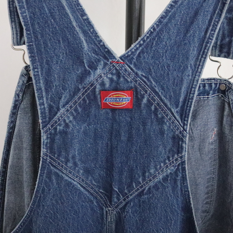 f331 80sビンテージ Dickies ディッキーズ オーバーオール USA製■1980年代製 表記44インチ ブルー デニム ワーク アメカジ ストリート 70sの画像5