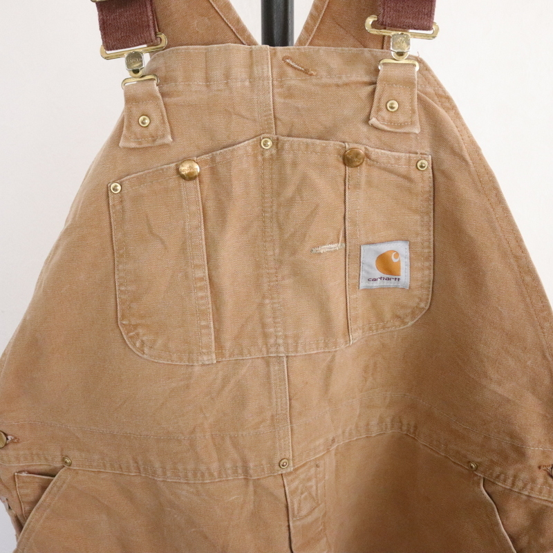 f333 2002年製 Carhartt カーハート オーバーオール USA製■00s 表記44インチ ブラウン ダック ダブルニー BRN アメカジ ストリート 古着_画像6