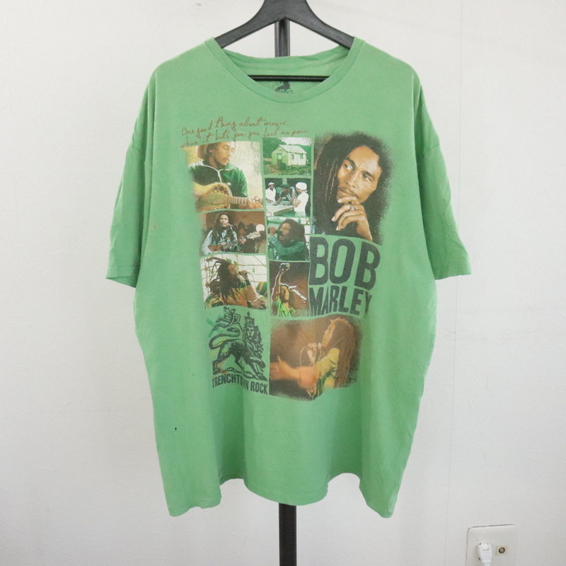 W356 2000年代製 ZION ボブマーリー 半袖プリントTシャツ■00s 表記2XLサイズ グリーン 緑 レゲエ アメカジ ストリート 古着 古着卸 90sの画像1