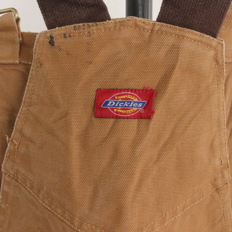 W369 2000年代製 Dickies オーバーオール■00s 表記サイズW38インチ ダック ダブルニー ブラウン ディッキーズ ワーク 古着 古着卸 90sの画像3