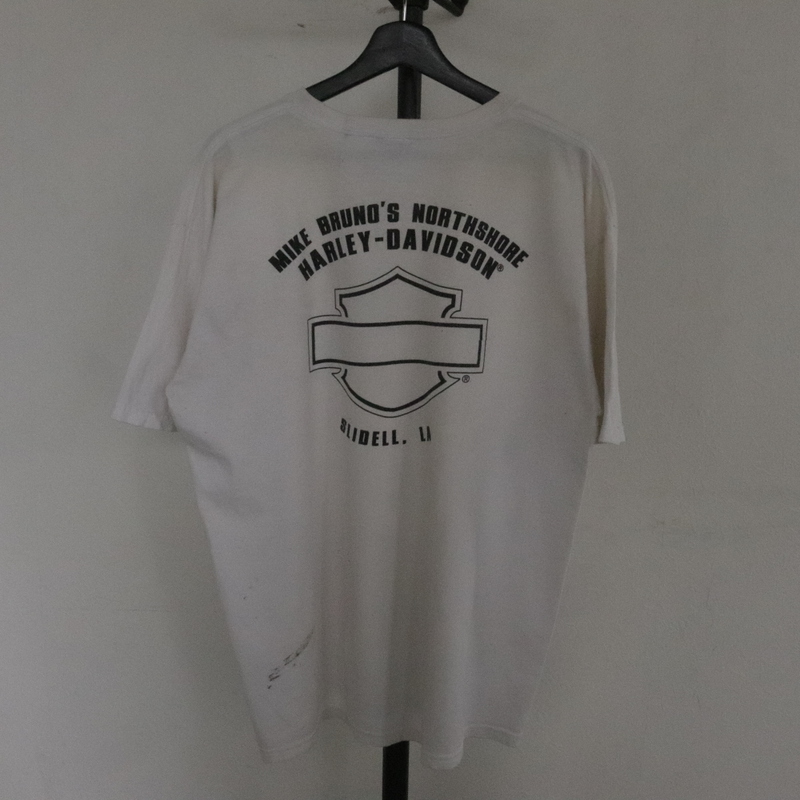 W383 2000年代製 ハーレーダビッドソン 半袖プリントTシャツ■00s Lサイズくらい 白 ホワイト アメカジ ストリート 古着 古着卸 オールドの画像2