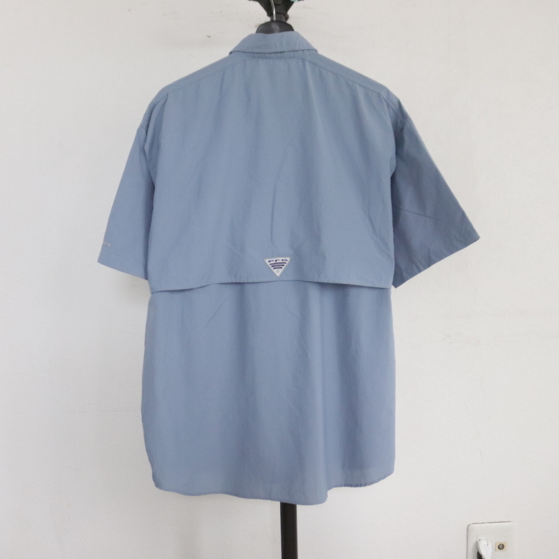 W394 2000年代製 Columbia コロンビア PFG 半袖 フィッシングシャツ■00s XLサイズくらい ブルー アメカジ ビッグサイズ ストリート 90sの画像2