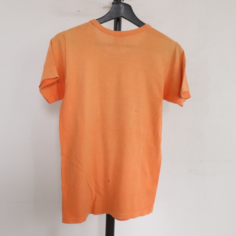W398 70sビンテージ SPRINGFOOT ナンバリング プリントTシャツ■1970年代製 表記Mサイズ オレンジ アメカジ ストリート アンティーク 80sの画像2