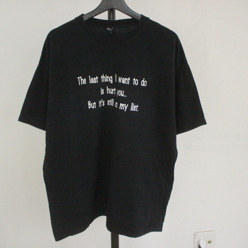W425 2000年代製 メッセージ プリントTシャツ■00s 黒 ブラック Lサイズくらい アメカジ ストリート アンティーク 白 ホワイト 古着卸 90sの画像1