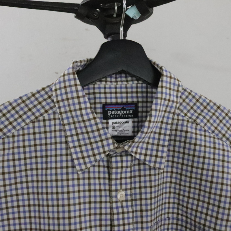 W462 2000年代製 PATAGONIA パタゴニア 半袖 チェックシャツ■00s 表記Sサイズ パープル アメカジ アウトドア ストリート 古着卸 激安 90sの画像5