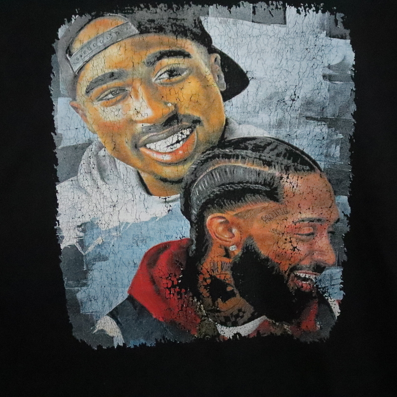 L403 2000年代製 2PAC ラッパー ヒップホップ プリントTシャツ■00s 表記Lサイズ ブラック 黒 アメカジ 古着 古着卸 オールド 激安 希少 _画像4