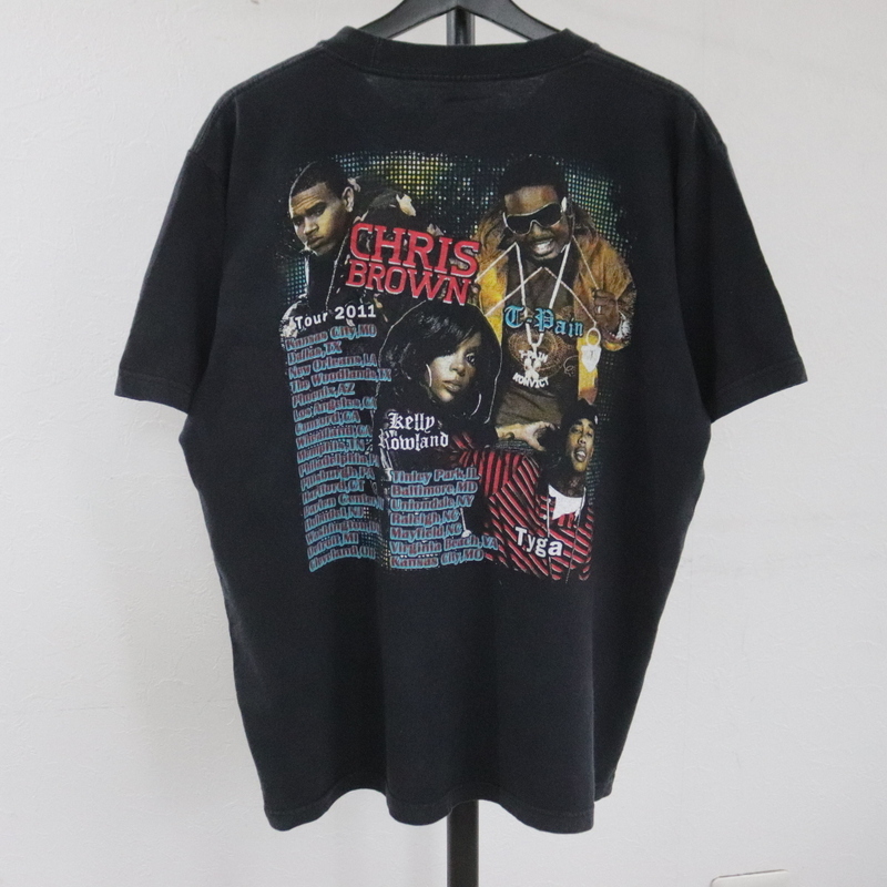 L502 2000年代製 クリスブラウン 半袖プリントTシャツ■00s 表記Mサイズ ブラック 黒 HipHop ラッパー アメカジ タイガ 古着 古着卸 90sの画像2