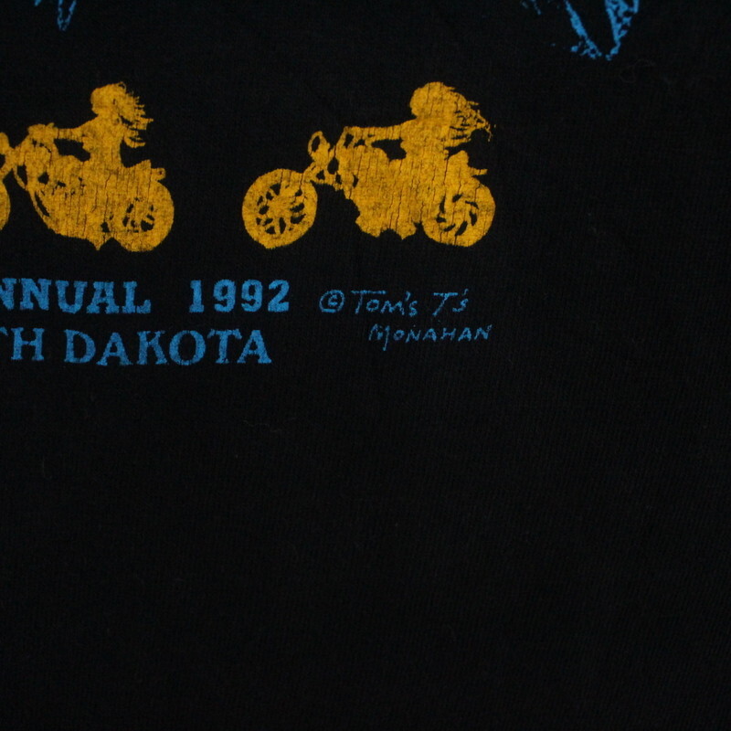 E389 90sビンテージ HANES ヘインズ STURGIS プリントTシャツ USA製■1990年代製 表記XLサイズ 黒 ブラック アメカジ ストリート 古着卸_画像9