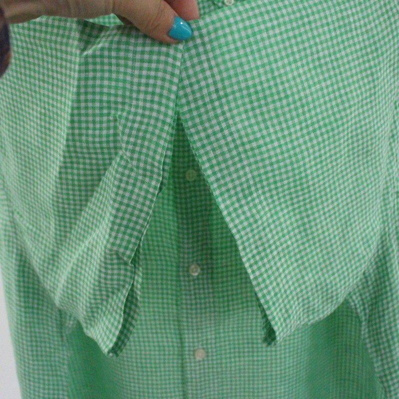 D421 2000 годы производства Ralph Lauren linen короткий рукав проверка рубашка #00s надпись XL размер зеленый American Casual кнопка down Street POLO 90s 80s