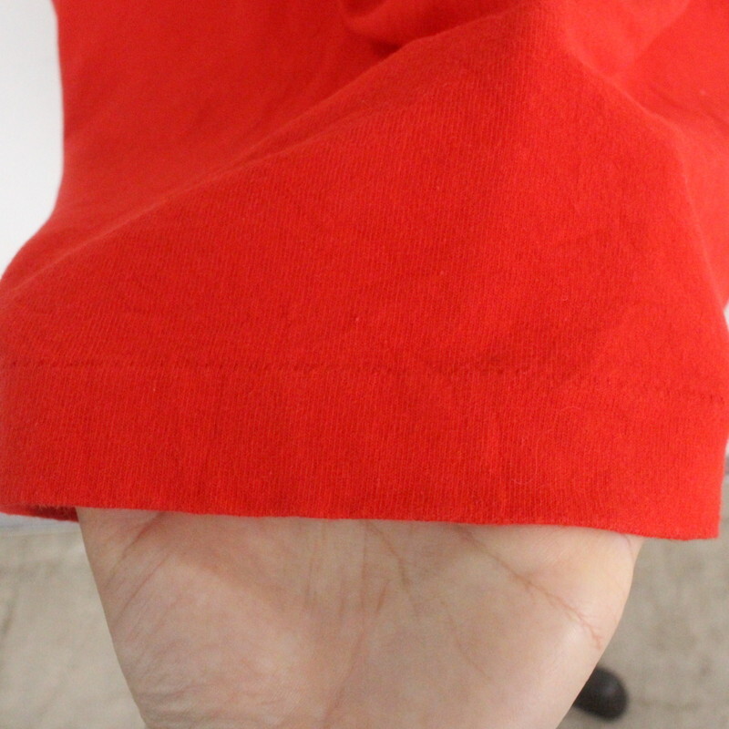 D444 90sビンテージ フルーツオブザルーム 半袖プリントTシャツ USA製■1990年代製 表記Lサイズ 赤 メッセージ ビール アメカジ ストリートの画像5