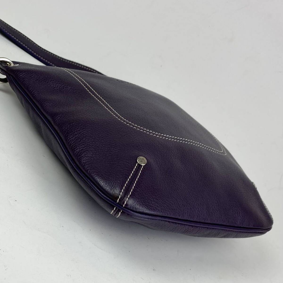 1 jpy ultimate beautiful goods LONGCHAMP Long Champ shoulder bag diagonal .. Cross body sakoshu men's business leather original leather purple purple bag 