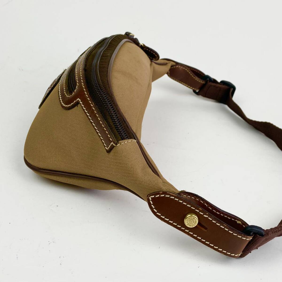 1 иен HUNTING WORLD Hunting World сумка-пояс сумка "body" плечо наклонный .. мужской парусина кожа хаки Brown 